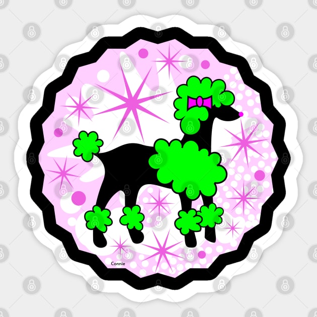 Funny Poodle with Green Hairdo Sticker by Designs by Connie